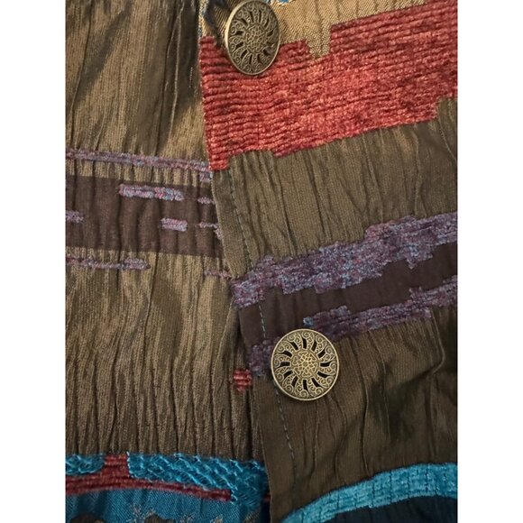 Koret Petite Dress Jacket 3/4 Sleeve Button Front Multicolor Floral Striped - Picture 4 of 7